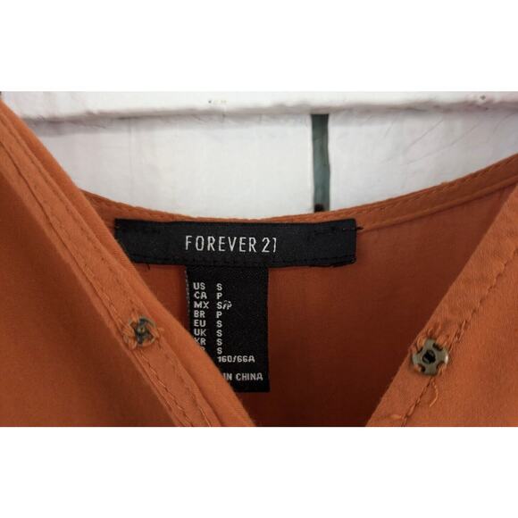 Forever 21 Women's Sz Small Spaghetti Strap V Neck Semi Sheer Romper Rust Orange - Picture 5 of 10